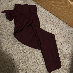 Express Paper Bag Maroon Dress Pants